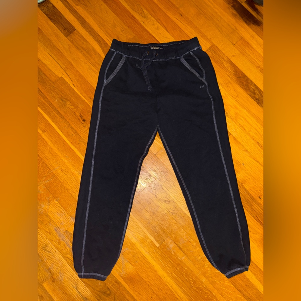 Navy Jogger Pants with Light Blue Trim